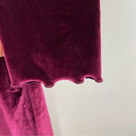 Abound Burgundy Maroon Velvet Lettuce Hem Mock Neck Longsleeve Dress Large‎ NWT - Picture 7 of 11
